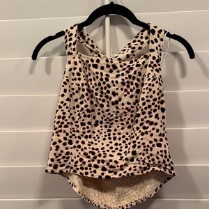 I.N.C. cheetah print halter top with cinched back